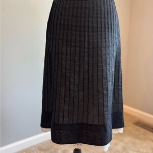 Ann Taylor Black A-Line Skirt with Lace Trim, Size 12